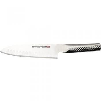 Global UKON GU-04 Santoku Knife with 18.5cm Blade, CROMOVA 18 Stainless Steel, Silver
