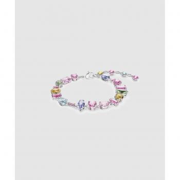 Pulsera Gema Swarovski con Cristales Multicolores, Baño de Rodio, Tallas Mixtas