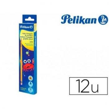 Pelikan 802121 - Lápiz de grafito hexagonal con goma, 12 unidades