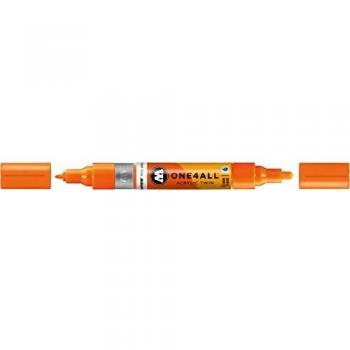 Marcador Permanente Molotow One4All Acrílico Recargable Doble Punta 1.5 y 4 mm Naranja Fluorescente