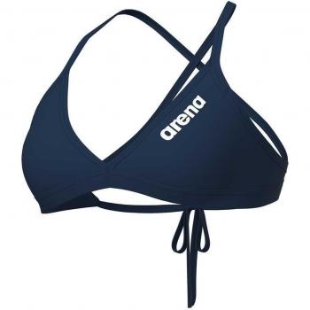 Top Bikini Arena Team Swim Top Tie Back Solid Femenino Azul Marino Blanco 42