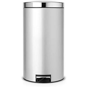 Brabantia Pedal Bin - Cubo de Basura, 45 litros, Tapa silenciosa, Cubo Interior de plástico extraíble, Color Gris Metalizado