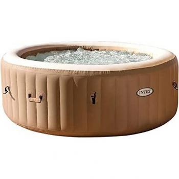 Intex PureSpa Bubble Massage Inflatable Spa, 196cm x 71cm, 4-Person Capacity, Beige
