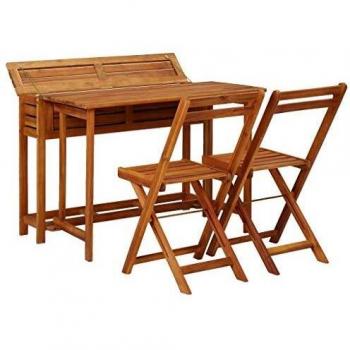 Acacia Wood Garden Table with Planter and 2 Bistro Chairs