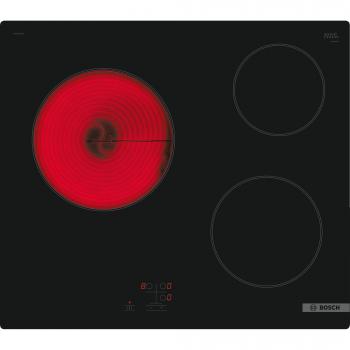 Bosch Serie 2 PKM61RAA8E Placa Vitrocerámica Integrado 60 cm Cerámico Negro 3 Zonas de Cocción Acabado Marco Metálico