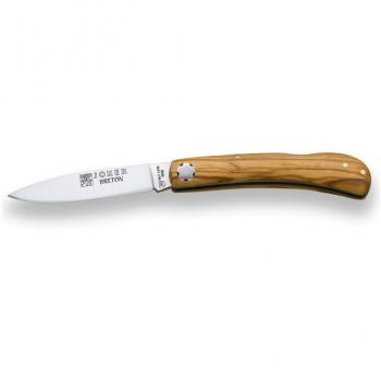 Navaja artesana Joker Bretón NO42 con puño de olivo y hoja MOVA de 7,5 cm para pesca, caza, camping y senderismo