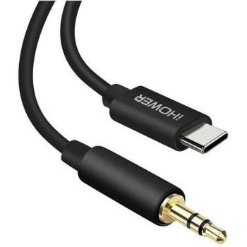Cable USB-C a Jack 3,5mm Macho iHower 1m Blanco - Adaptador Auxiliar de Audio Estéreo
