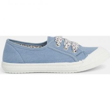 Zapatillas de lona de niña con puntera reforzada y cordones estampados