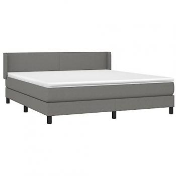 Cama Box Spring con Colchón de Muelles Tela Gris Oscuro 180x200 cm