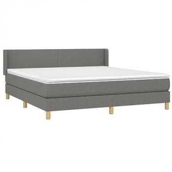 Cama Box Spring con Colchón de Tela Gris Oscuro 160x200 cm
