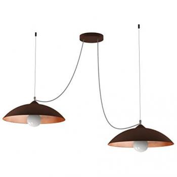 Lámpara de techo LUMICOM Dream, metal corten/hoja de cobre, 2 luces, dimensiones 40 cm x 40 cm x 12 cm, fabricada en Italia, Clase de eficiencia energética A++