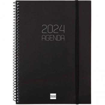 Finocam - Agenda 2024 Espiral Opaque E10 Semana Vista Vertical Catalán Negro (155x212 mm, Enero-Diciembre)