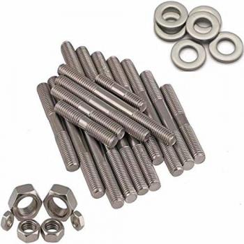 8pcs M4 x 50 mm (0.7 mm Pitch) extremo doble cabeza varilla roscada de acero inoxidable de tornillo perno con tuercas arandelas Abbott