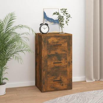 Aparador de madera contrachapada 40x33x70 cm color roble ahumado, mueble de almacenaje para salón, buffet, armario auxiliar y armario de almacenamiento