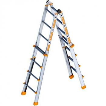 Escalera Telescópica Profesional de Aluminio 4x4 de 16 Peldaños - Longitud 4.16 m