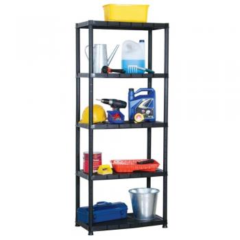 Estante de almacenaje 5 niveles negro plástico 71x38x170 cm