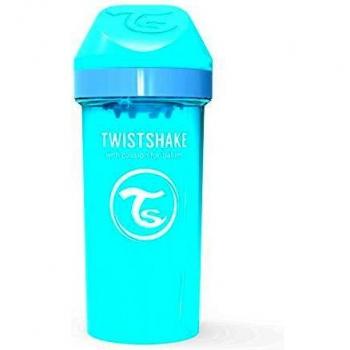 Twistshake Kid Cup Vaso de Aprendizaje para Beber con Antiderrame Boquilla y Mezclador de Frutas 360 ml, Taza de Entrenamiento para Sorber para Bebé, Sin BPA, 12+ Meses, Azul Pastel