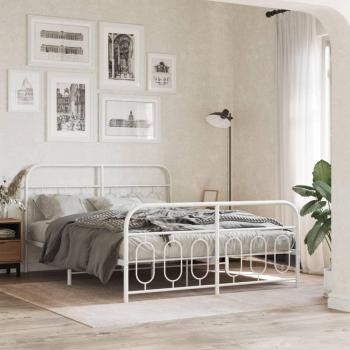 Cama Metal Blanca con Cabecero y Pediatra 140x190 cm