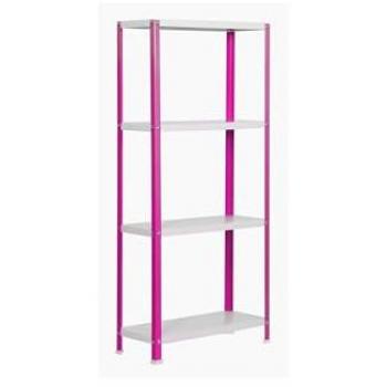Estantería Simon Home Classic Plus 4/400 Rosa/Blanco, Estilo Industrial, Metálica, 4 Alturas, 1600x1000x400 mm