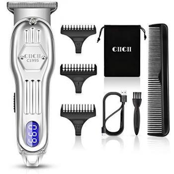 Cuchilla en T Maquina Cortar Pelo, CIICII Cortapelos Hombre Profesional Inalámbrico Batería, Cortadora de Pelo con USB, Recortador Pelo Barba Kit Familia