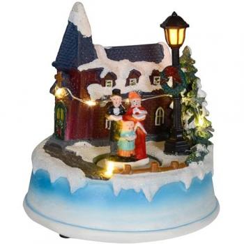 Escena Navideña HOMCOM con Luces LED y Coro Giratorio Multicolor para Decoración de Navidad