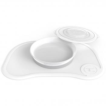 Set de Alimentación Twistshake Click-Mat + Plato Antideslizante 6+ Meses, Blanco