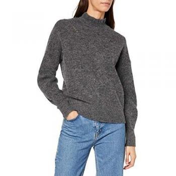 SELECTED FEMME Slfinga LS Knit Frill-Neck B suéter, Gris