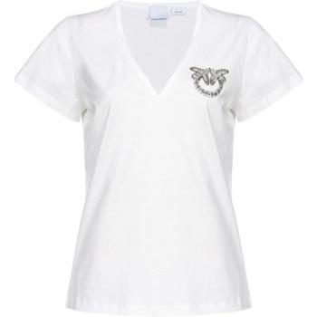 V-Neck White T-Shirt for Women - Size M by PINKO