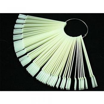 Dealglad® 50 piezas falsas del arte del clavo puntas de uñas Color Tarjeta de palos de exhibición de muestras de las placas de la práctica del arte del clavo plantillas, plástico, blanco, 12.7cm