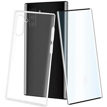 Muvit Pack Samsung Note 10/10 5g Funda Cristal Soft Transparente+Protector Pantalla Vidrio Templado Curvo Marco Negro