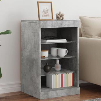 Aparador con luces LED gris hormigón 41x37x67 cm - Mueble de Almacenaje de Salón, Buffet para salón Moderno, Armario Auxiliar, Armario de Almacenamiento
