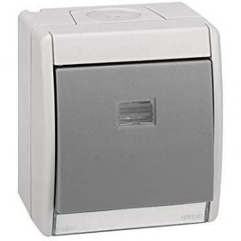 Simon 4490781-035 - Caja Vacia Gris Ip55 Con Tecla Simple