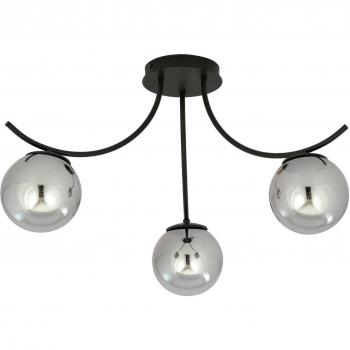 Plafón de techo EMIBIG LIGHTING Boston, negro/grafito, 3 luces, metal y cristal, dimensiones h: 37 x l: 70 cm