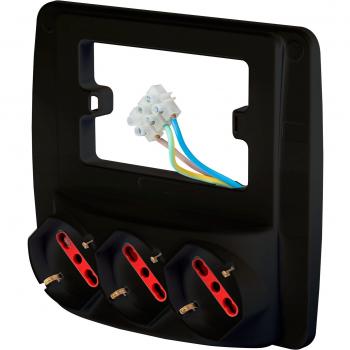 Rosi Emilia Smart Wall Socket Power Strip with 3 Schuko Outlets, 10/16A, Black
