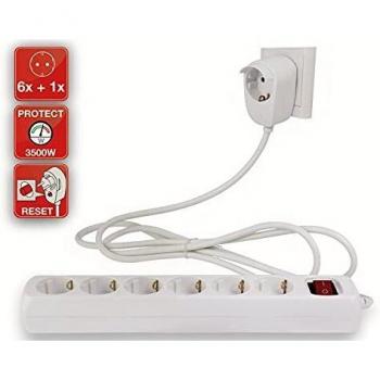 Regleta de enchufes REV Powersplit, 6+1 salidas, con interruptor, 5 m, blanca