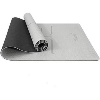 ATIVAFIT - Esterilla de gimnasia de TPE antideslizante, para yoga, ejercicio, pilates y entrenamiento, con correa de transporte, dimensiones: 183 x 64 x 0,6 cm, gris