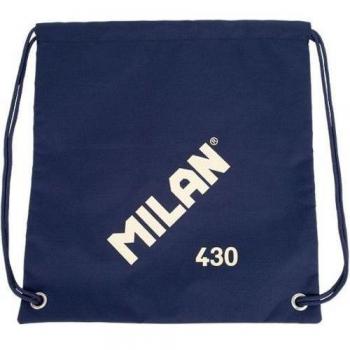 SACO PLANO MILAN 1918 AZUL MARINO - Bolsa/Mochila de Tiras Grande con Tejido Ripstop Ligero y Resistente