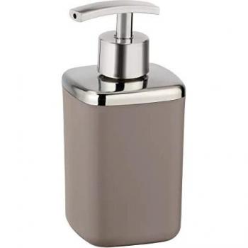 WENKO Dosificador de jabón Barcelona taupe - Dispensador de jabón líquido, absolutamente irrompible Capacidad: 0.37 l, Plástico