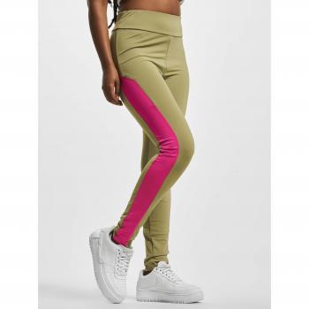 Urban Classics Women's Color Block Leggings in Khaki and Bright Violet 4XL