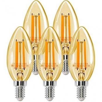 Bombilla LED E14 Filamento Vintage 4W, 420 Lúmenes, Luz Cálida 2200K, Ángulo de Apertura 360°