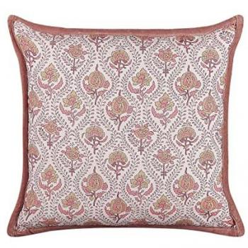 Cojín Decorativo de Algodón 45 x 45 cm con Patrón Floral y Funda Desmontable