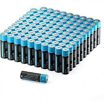 100 AA Pilas Alcalinas Baterías de 1.5V, LR6 de 10 Años Larga Duración para Linternas, Relojes, Mandos a Distancia, Juguetes