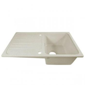 Fregadero de cocina de granito Aquamarin Nova con 1 seno y escurridor reversible, set de desagüe incluido, dimensiones 76x46 cm, opción de instalación integrada o empotrada, disponible en una amplia gama de colores