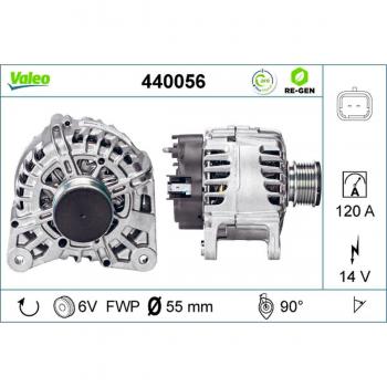 Generador trifásico VALEO 440056 - Alternador VALEO 440056, potencia de salida de 5 kW, frecuencia de 50 Hz, voltaje nominal de 400 V, refrigeración por aire, diseño