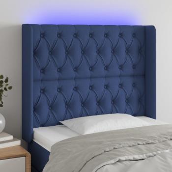 Cabecero LED de Tela Azul 93x16x128 cm con Iluminación Integrada