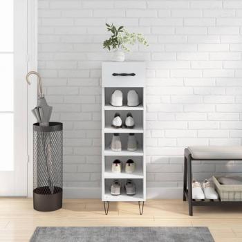 Zapatero blanco de madera multicapa 30x35x105 cm