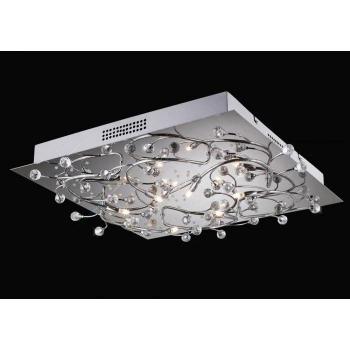 Plafón empotrado cuadrado Fia 6 luces G4 LED blancos cromo pulido/cristal, no compatible con LED/CFL