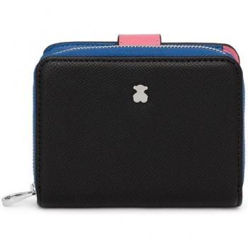 Billetera de mujer TOUS New Dubai en color negro con detalles en azul marino