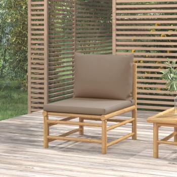 vidaXL Bamboo Garden Middle Sofa with Taupe Cushions