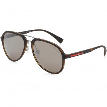 PRADA SPORT Men's 0PS05RS U615K0 58 Sunglasses, Havana Rubber/Darkbrownmirrorsilverpolar
